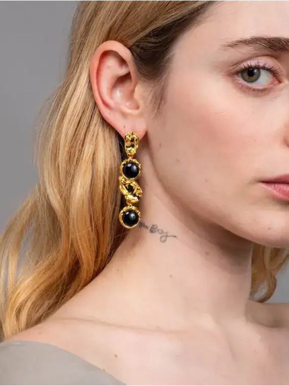 Alexis Bittar Brut Onyx Coin Linear Post Earrings